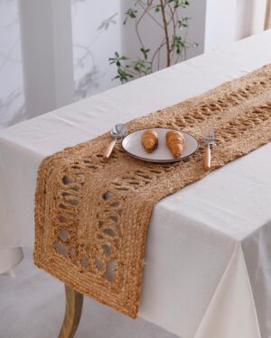 Handmade Natural Jute Table Runner Open Weave Farmhouse Decor
