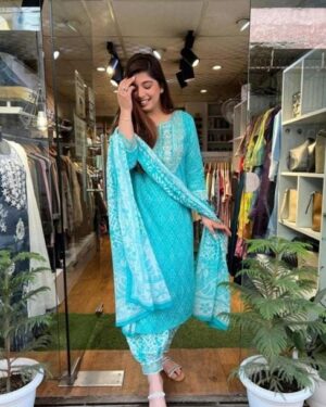 Straight Kurta with Afghani Pant & Dupatta for Women | Ethnic Kurta Pant Set