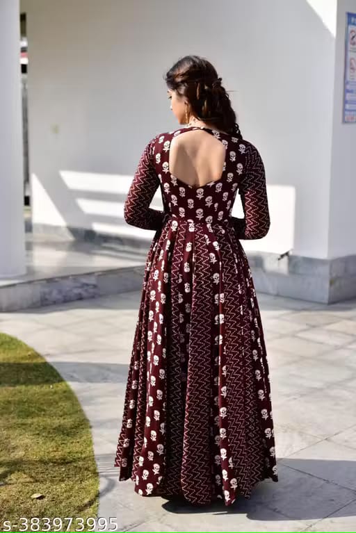 Maroon Gown With Dupatta-004A