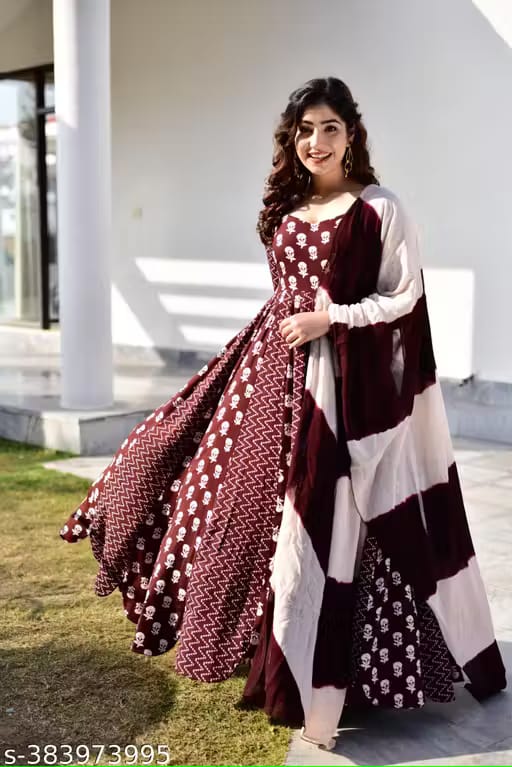 Marron Gown With Dupatta-01