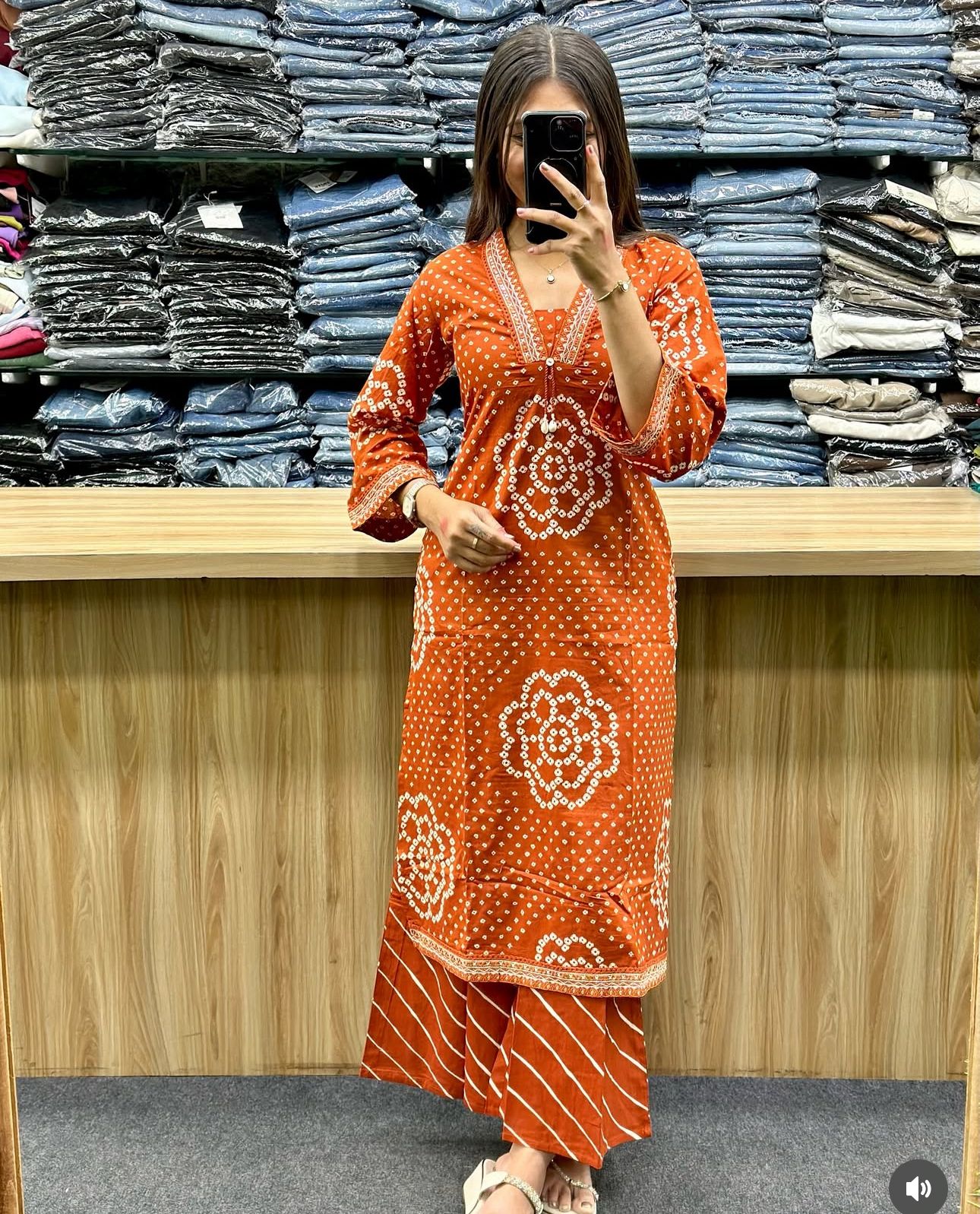 Orange Embrodiery Kurta Set-01