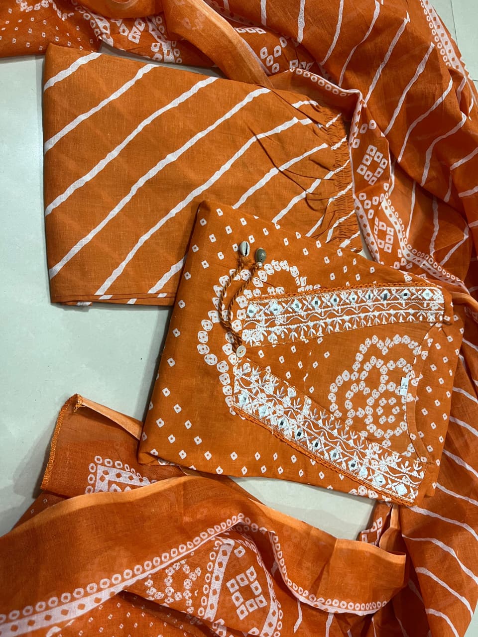 Orange Embrodiery Kurta Set-03A
