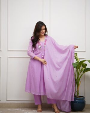 Pure Cotton Embroidered Kurti Pant Dupatta Set for Women –Festive & Daily Wear