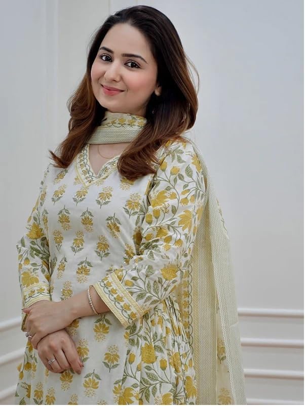 White Green Kurti Pant With Dupatta set-03