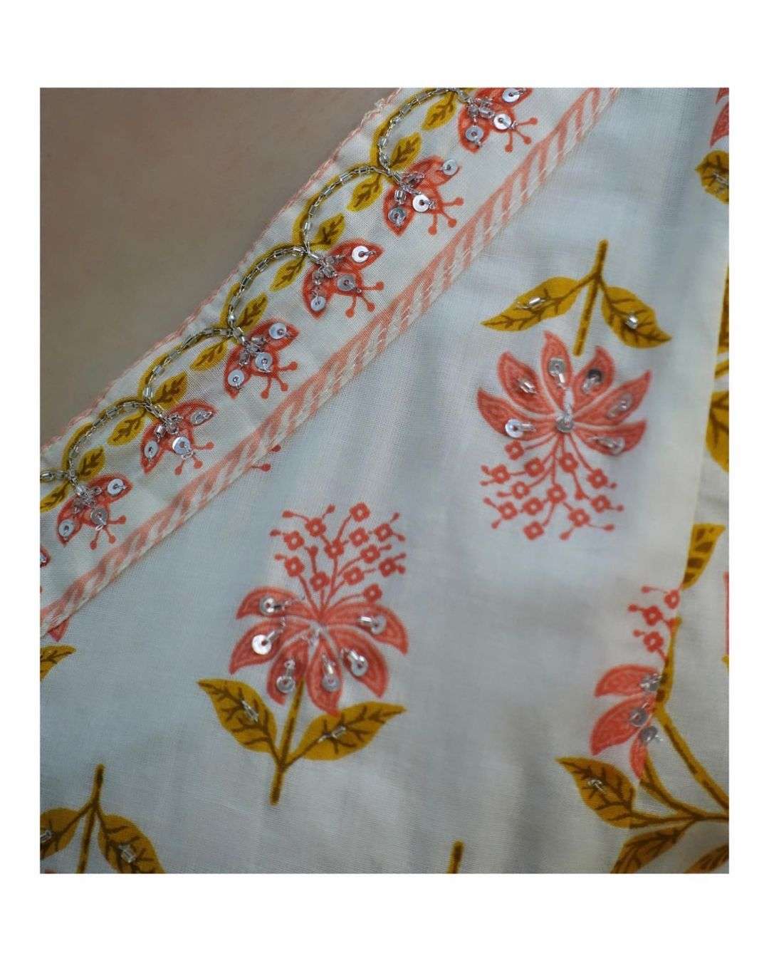 White orange Kurti Pant With Dupatta set-04