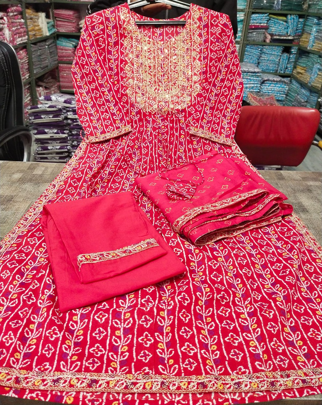 red Bell Anarkali Kurti-02
