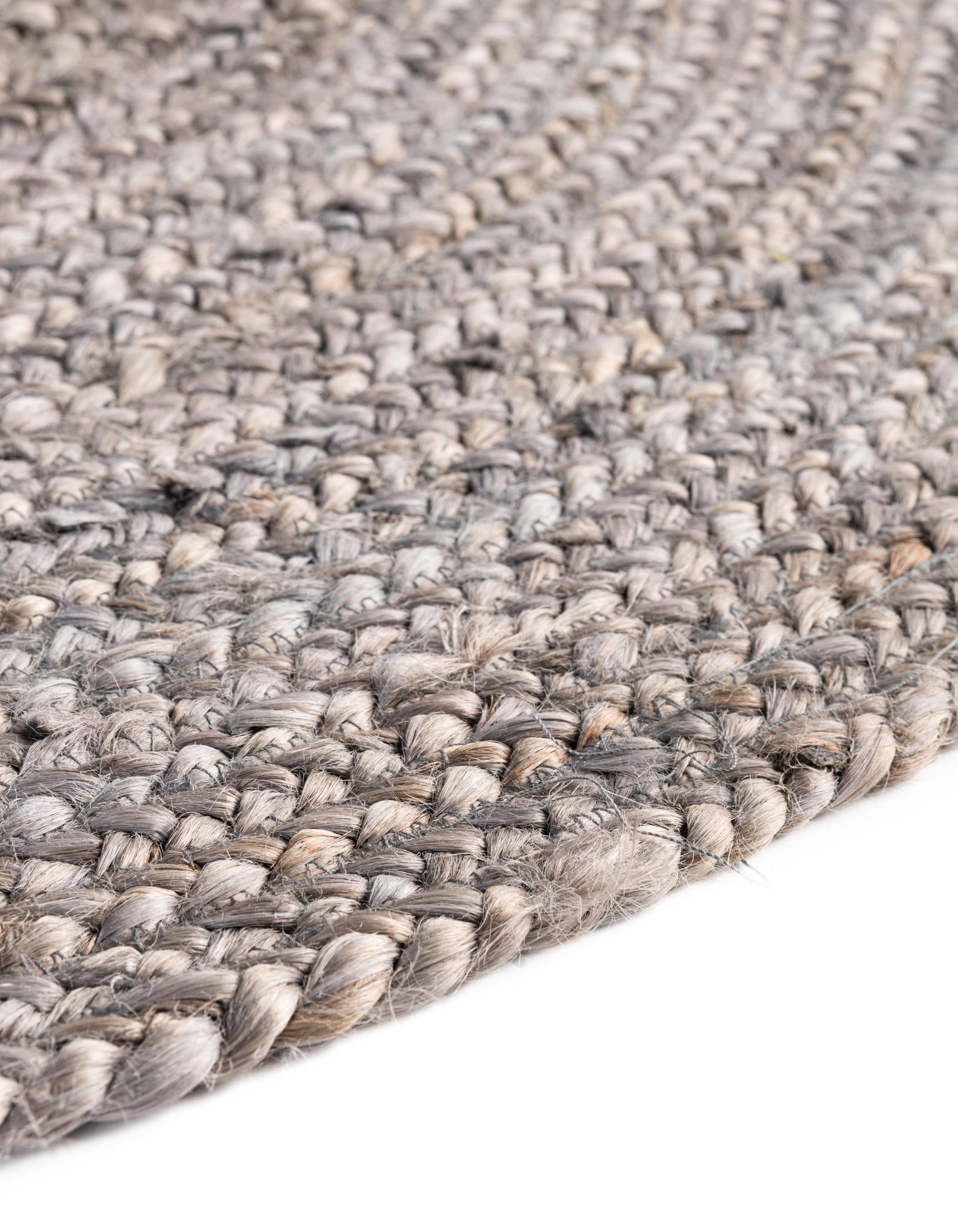 Braided Grey Natural Fiber Rug Natural Grey Jute Oval Area Rug Handmade Floor Covering for Modern Living Spaces