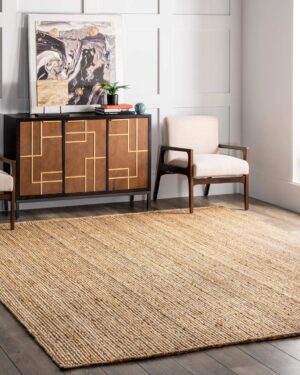 Handwoven Natural Jute Area Rug | Solid Handmade Floor Carpet for Living Room