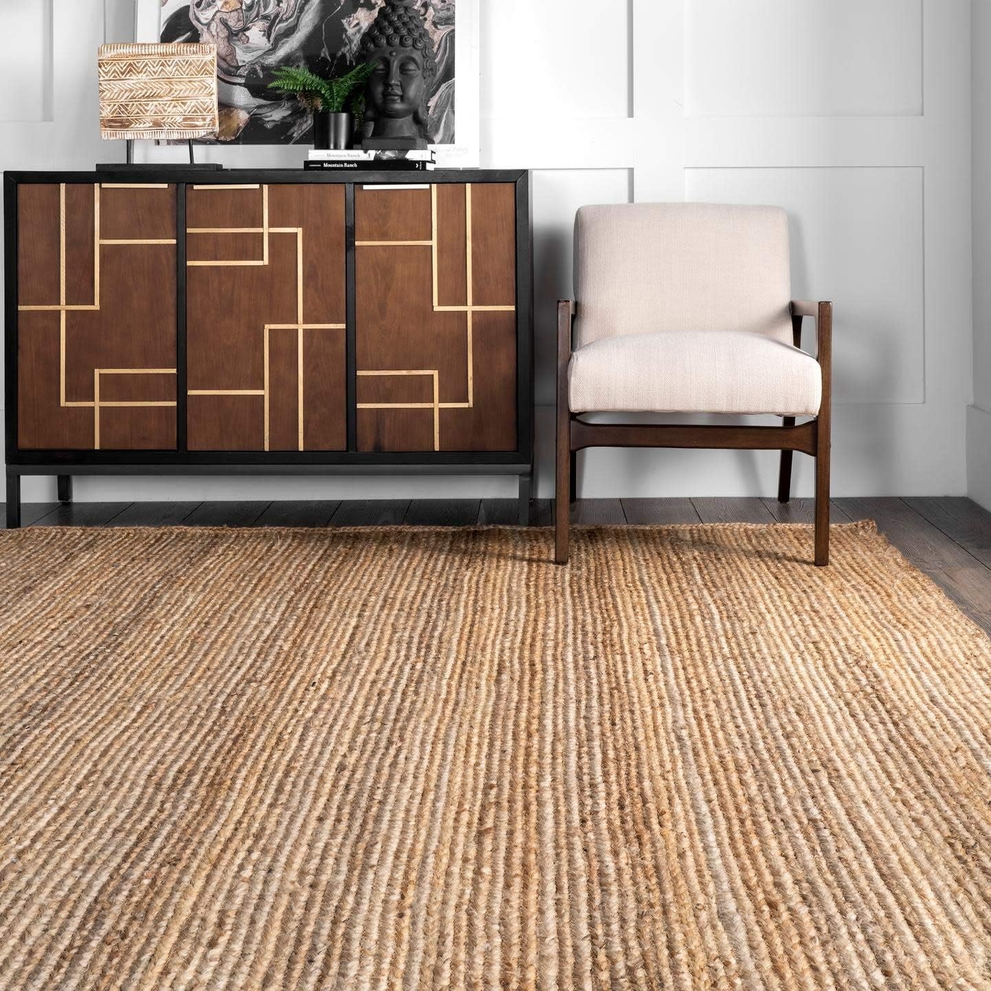 Natural Jute Rug Handmade | Modern Eco-Friendly Area Floor Carpet Natural Handmade Jute Runner Rug for Kitchen and Hallway | Eco-Friendly Woven Floor Carpet