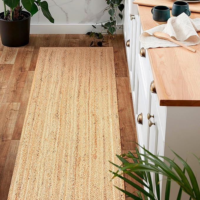Handmade Natural Jute Kitchen Runner Rug Natural Jute Runner Rug for Kitchen | Handwoven Handmade Floor Carpet