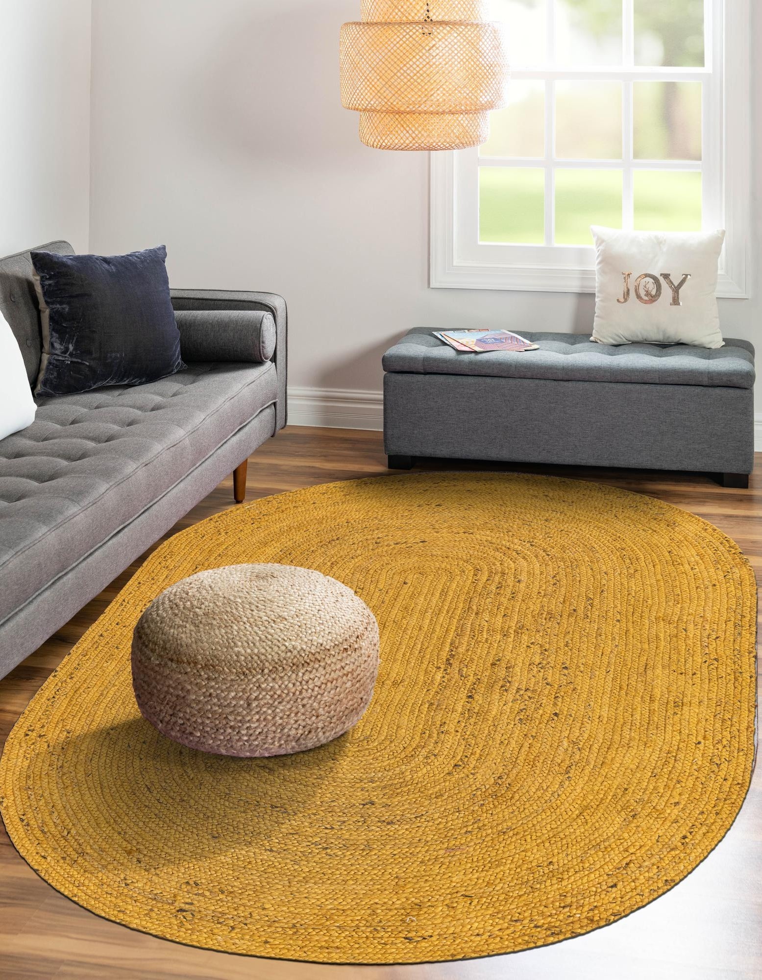 Handmade Mustard Yellow Oval Jute Rug Handmade Mustard Yellow Oval Jute Rug Braided Natural Fiber Area Carpet for Living Room Bedroom and Farmhouse Decor