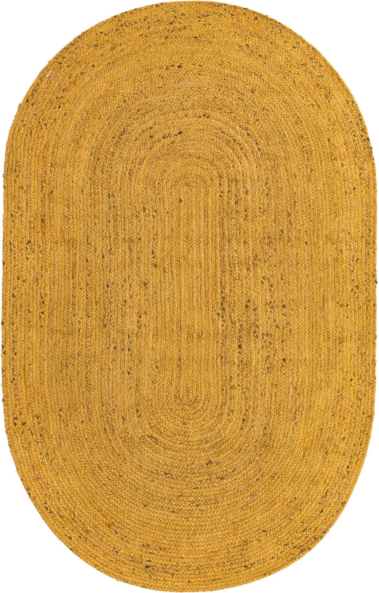 Mustard Yellow Oval Jute Area Rug Mustard Yellow Oval Jute Area Rug Handwoven Braided Carpet for Boho and Rustic Home Decor