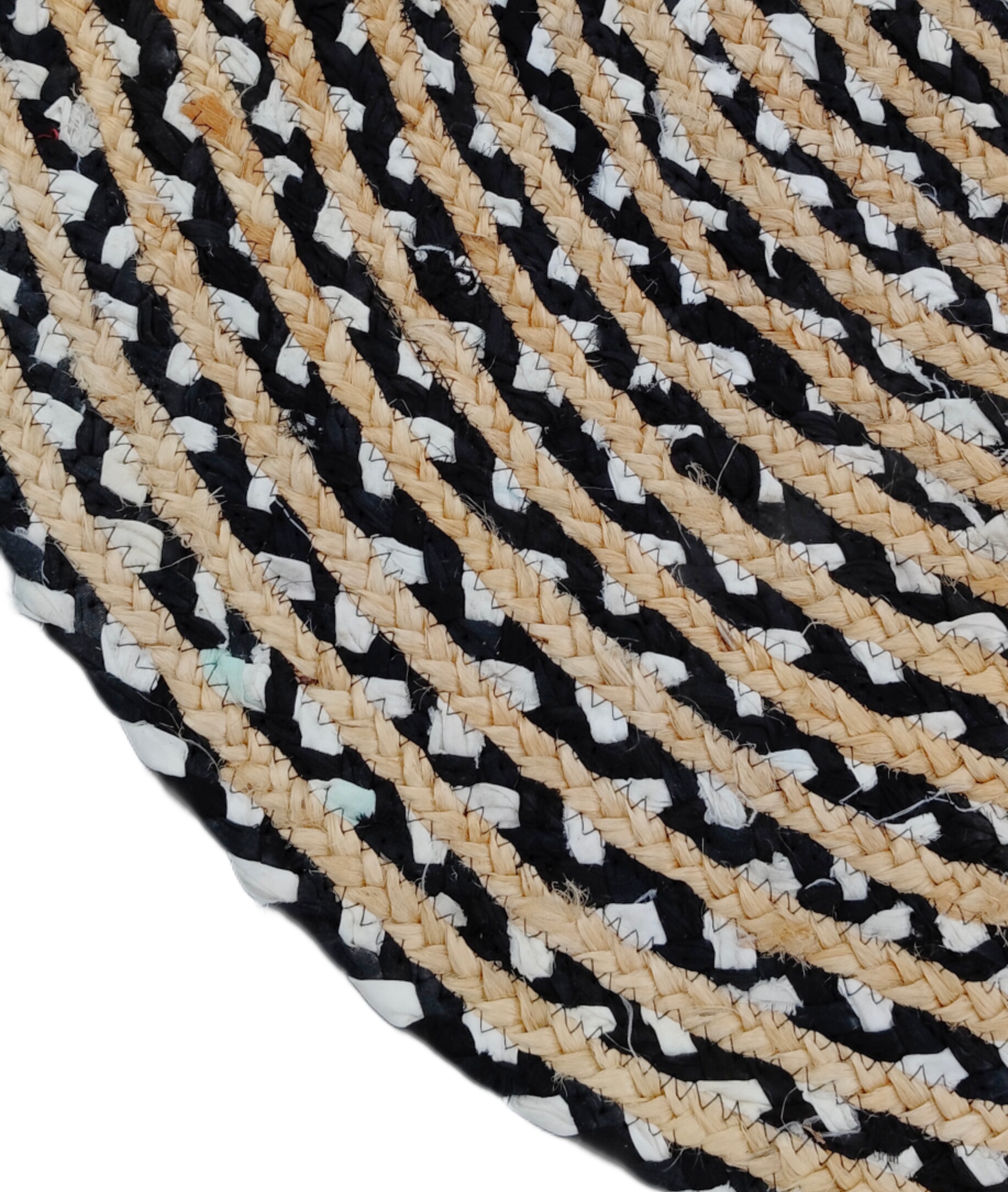 Natural Fiber Oval Jute Rug with Black Striped Pattern Natural Fiber Oval Jute Rug with Black Striped Braided Pattern for Modern Home Decor