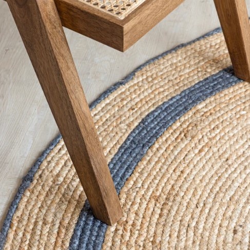 Natural Fiber Round Jute Rug with Grey Circular Border Natural Fiber Round Jute Rug with Grey Circular Border Braided Carpet for Living Room and Bedroom