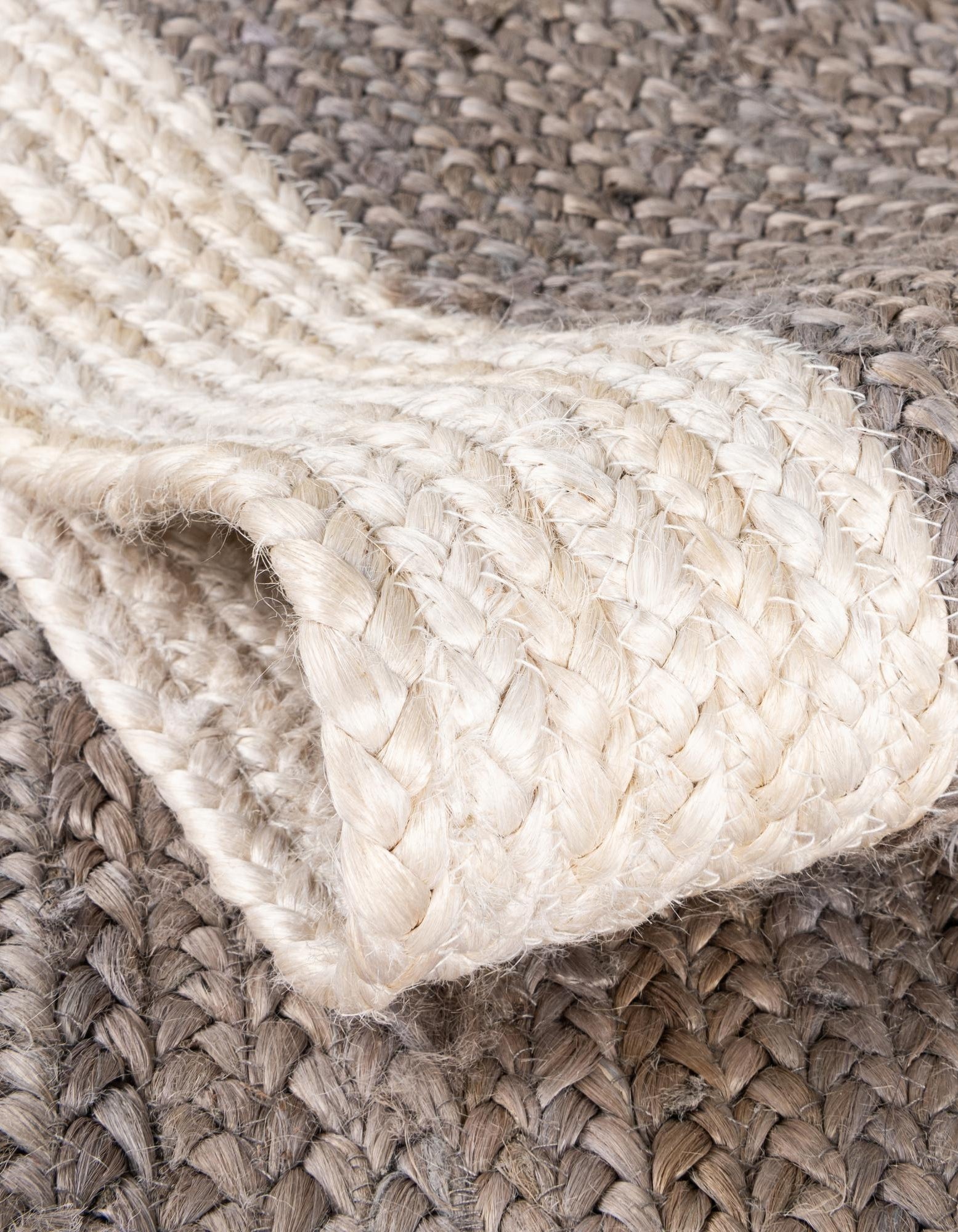 Natural Fiber Grey Oval Jute Rug with White Edge Natural Fiber Grey Oval Jute Rug with White Edge Braided Carpet for Modern Living Room Decor