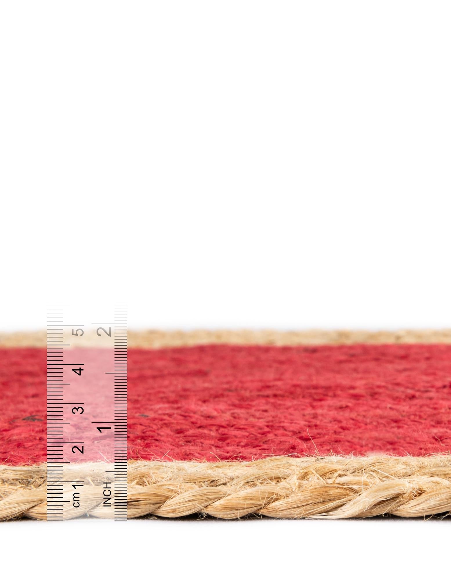 Braided Area Rug Red Round Jute Rug