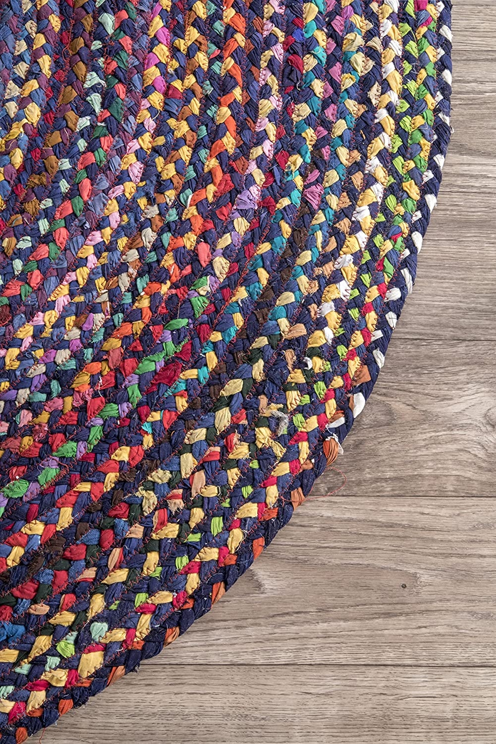 Handwoven Blue Multi Color Oval Cotton Rug Handwoven Blue Multi Color Oval Cotton Rug Vibrant Braided Area Carpet for Cozy Home Interiors