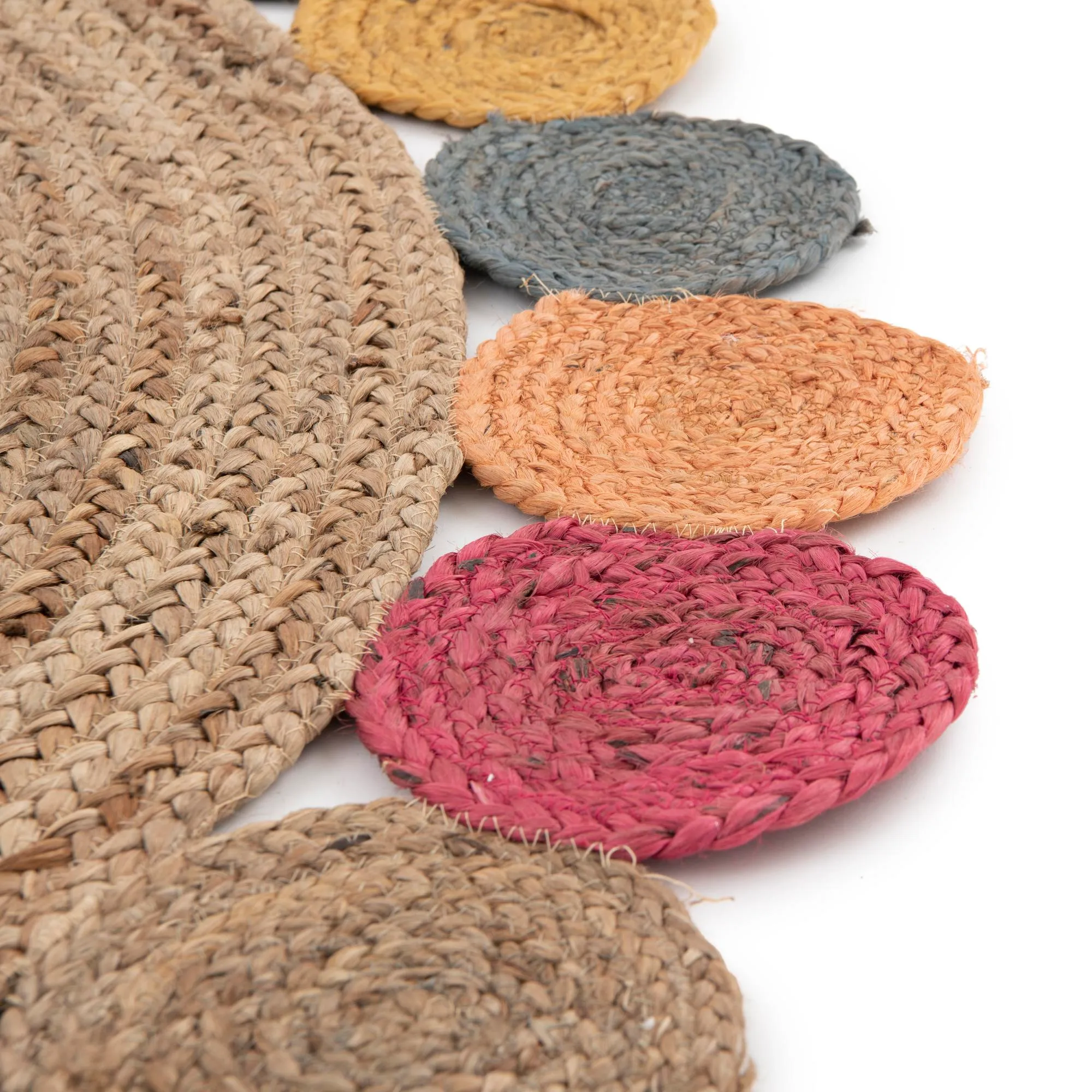 olorful Border Round Jute Carpet Colorful Border Round Jute Carpet Handmade Sustainable Rug for Bedroom Living Room and Entryway