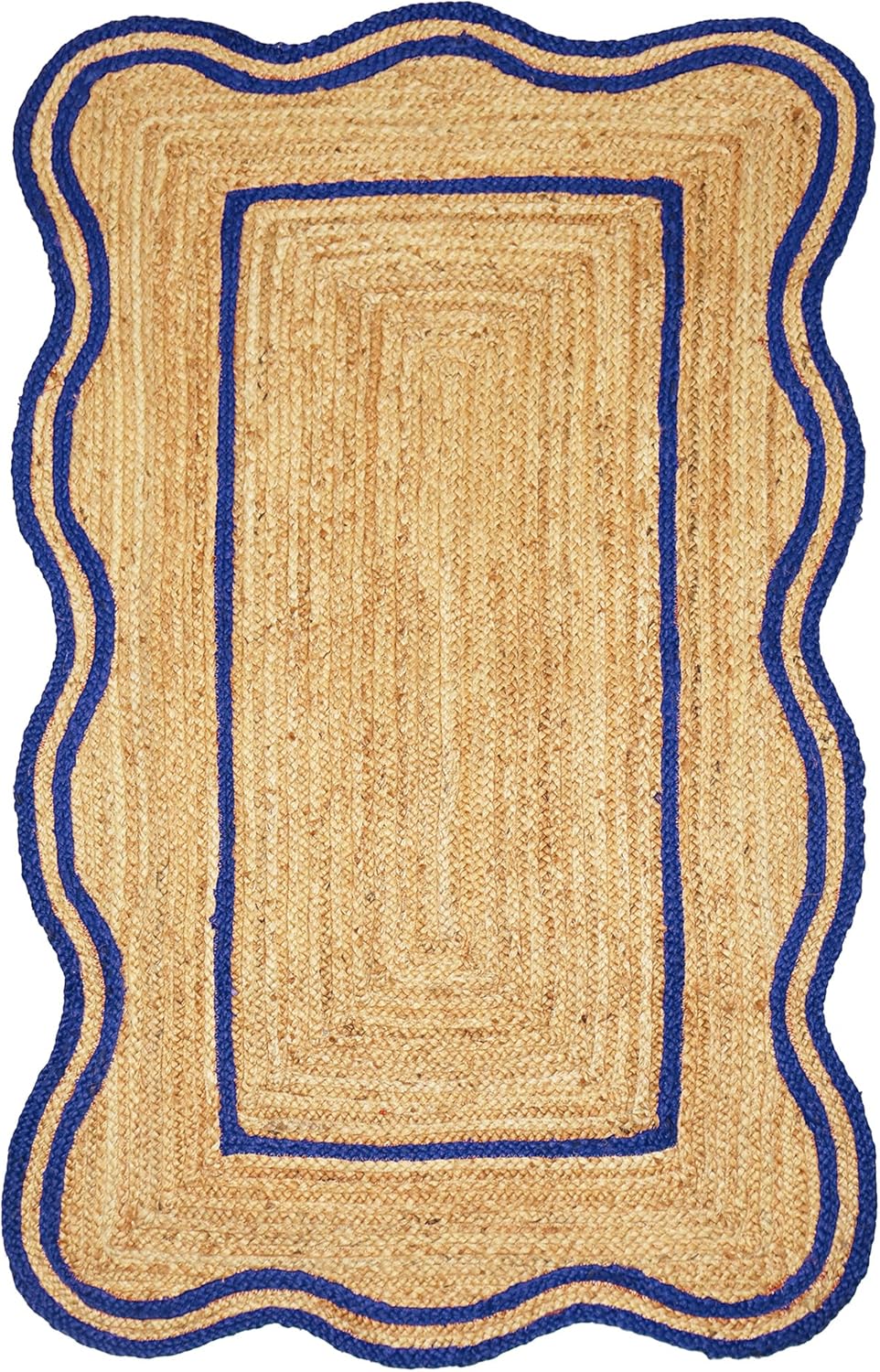 Blue Border Scalloped area rug01