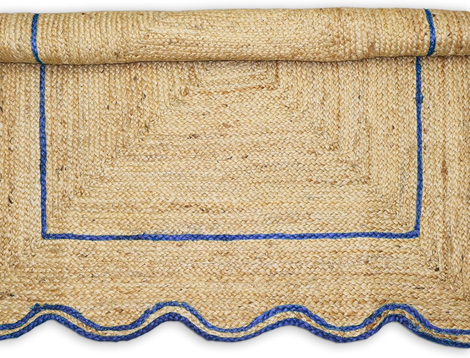 Blue Border Scalloped area rug02