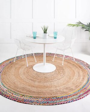 Cotton Border Jute Round Rug