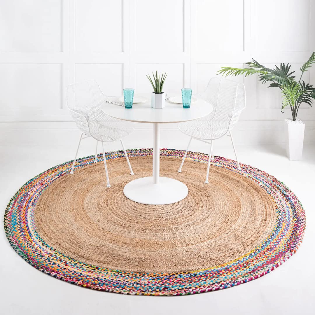 Cotton Border Jute Round Rug