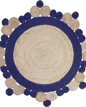 Designer Blue Round Floor Area Rug Carpet Rug