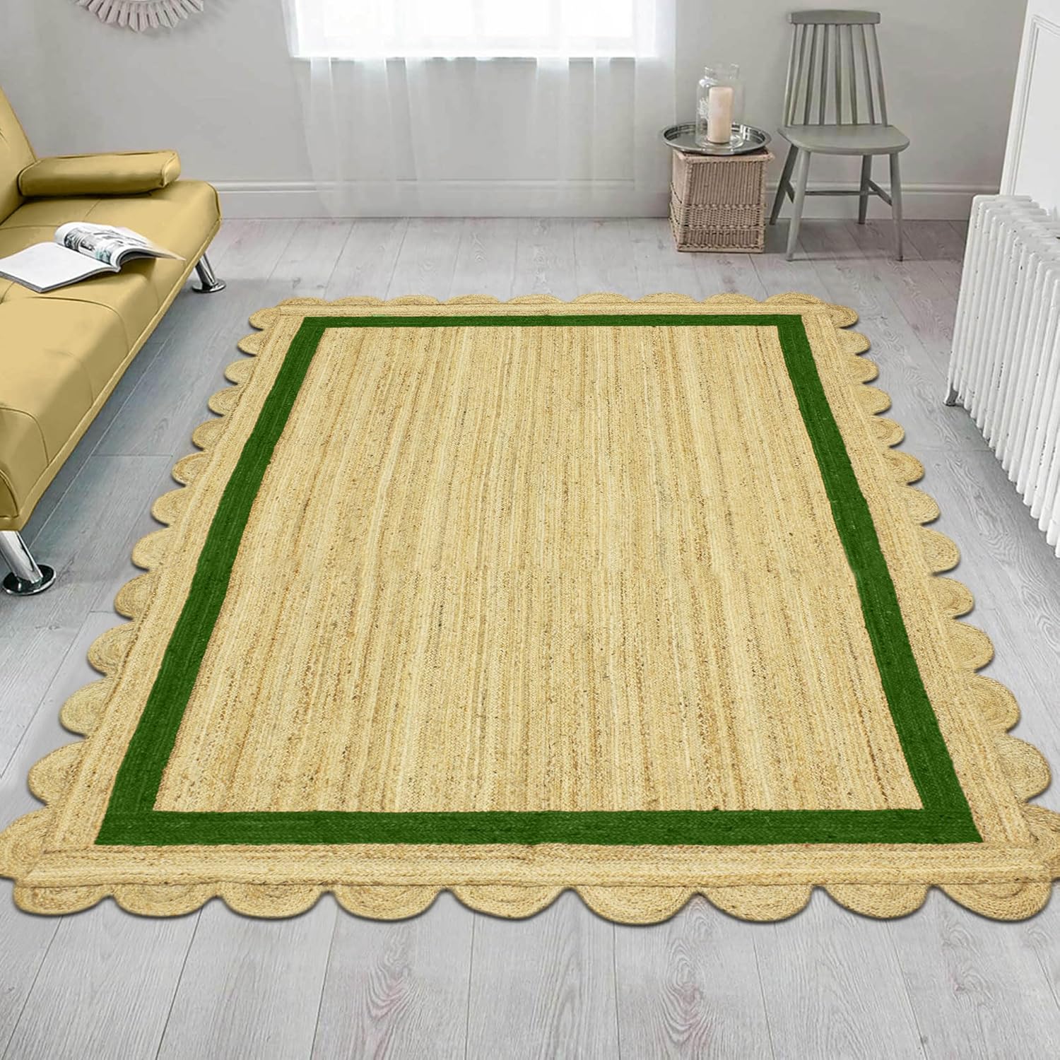 Geen border scaloped area rug02
