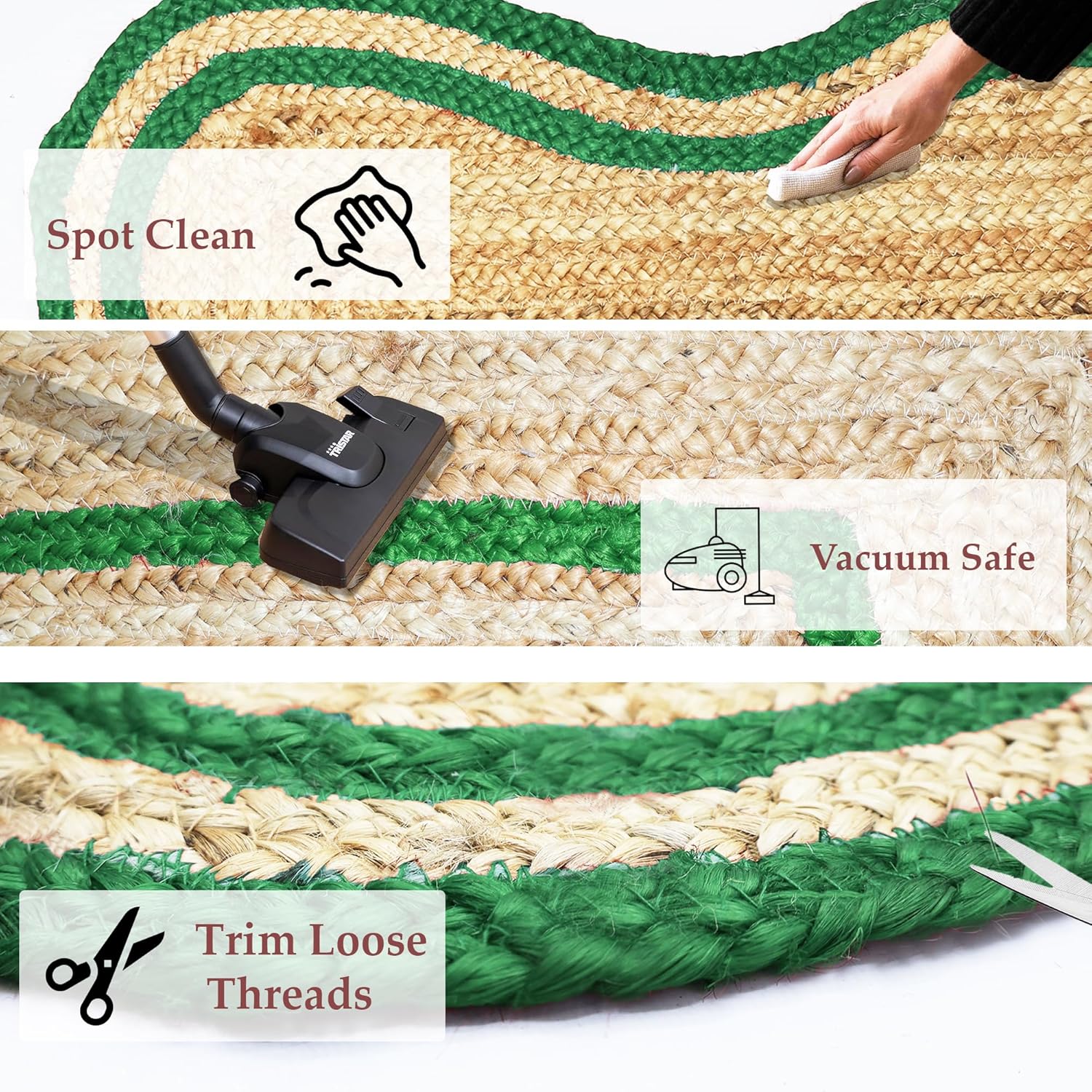 Green Double Border Scalloped JUte Floor Area Rug03