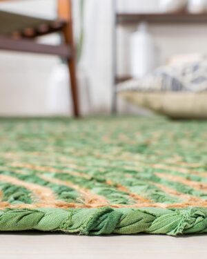 Green Jute Round Bed Side Runner