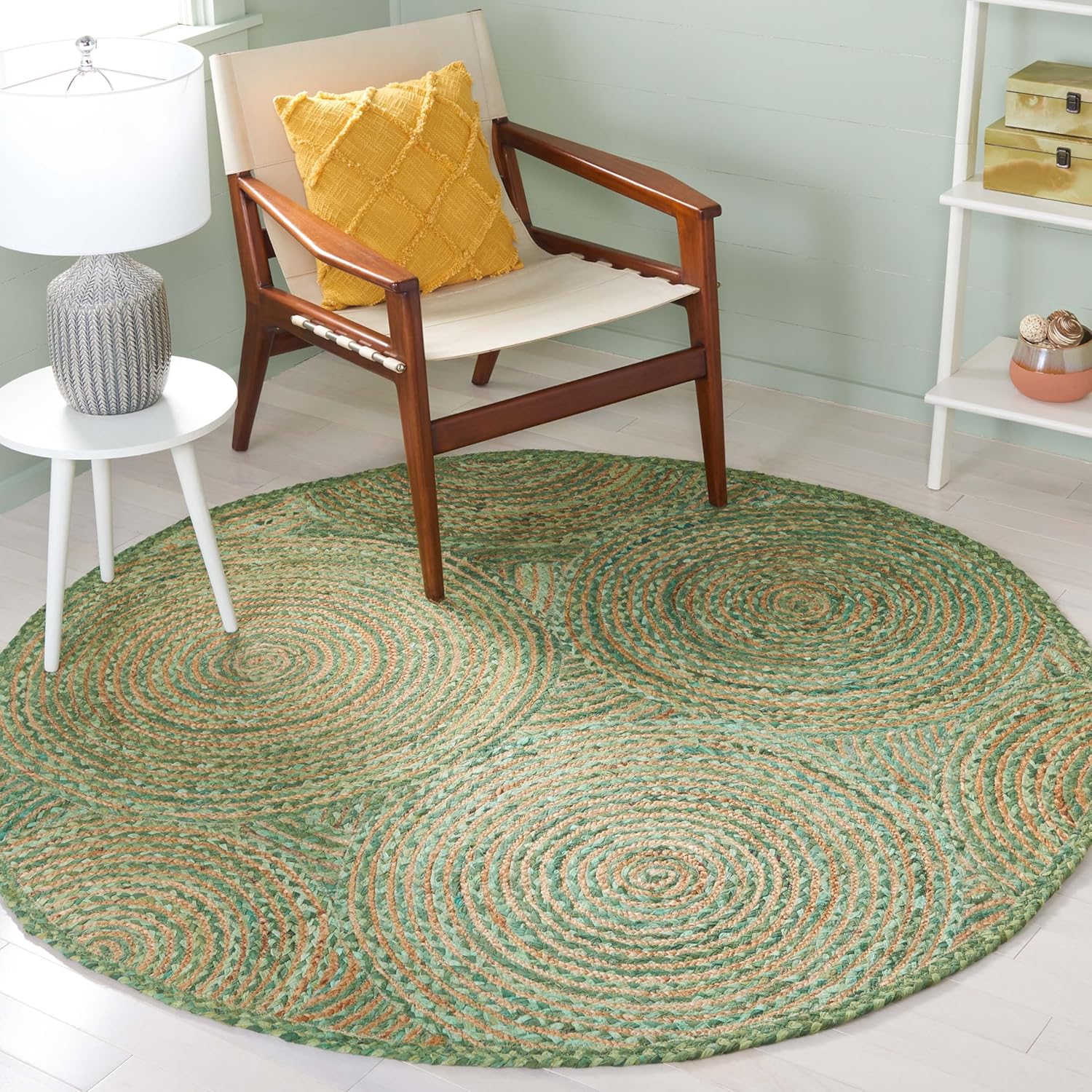 Green Jute Round Floor Area Rug