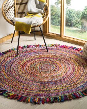 Multi Cotton Round Jute Rug Jhalar