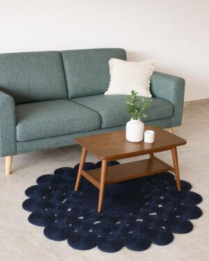 Navy Blue Tikki Round Rug