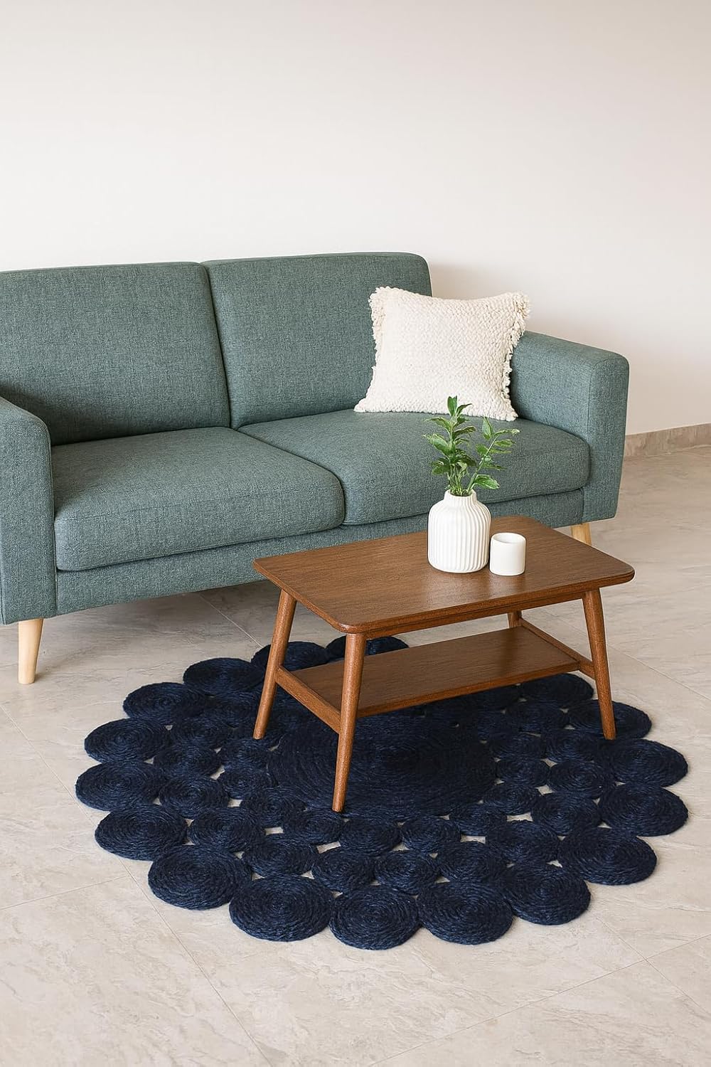 Navy Blue Tikki Round Rug