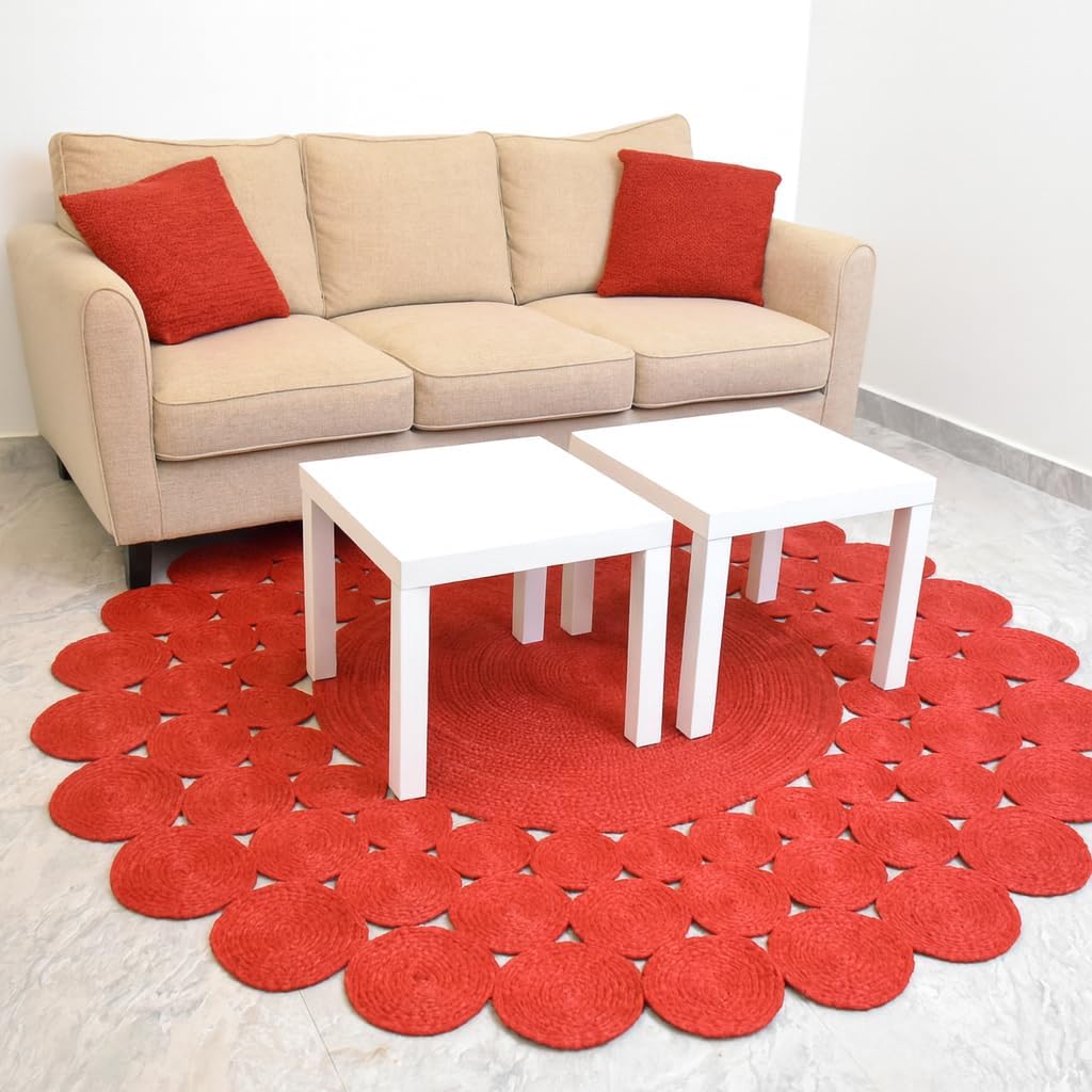 Red Tikki Round Rug01 Red Tikki Round Rug01