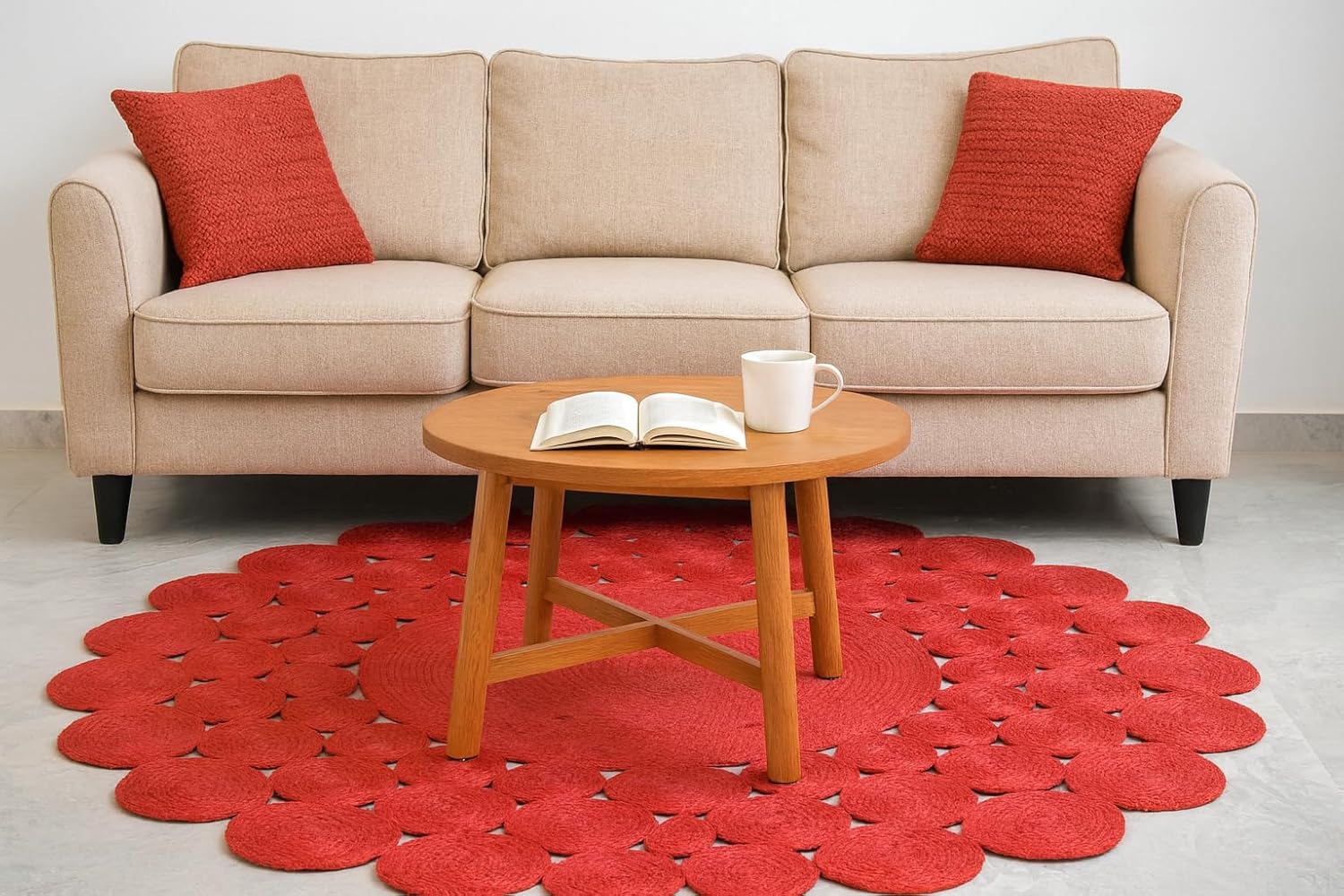 Red Tikki Round Rug02 Red Tikki Round Rug02