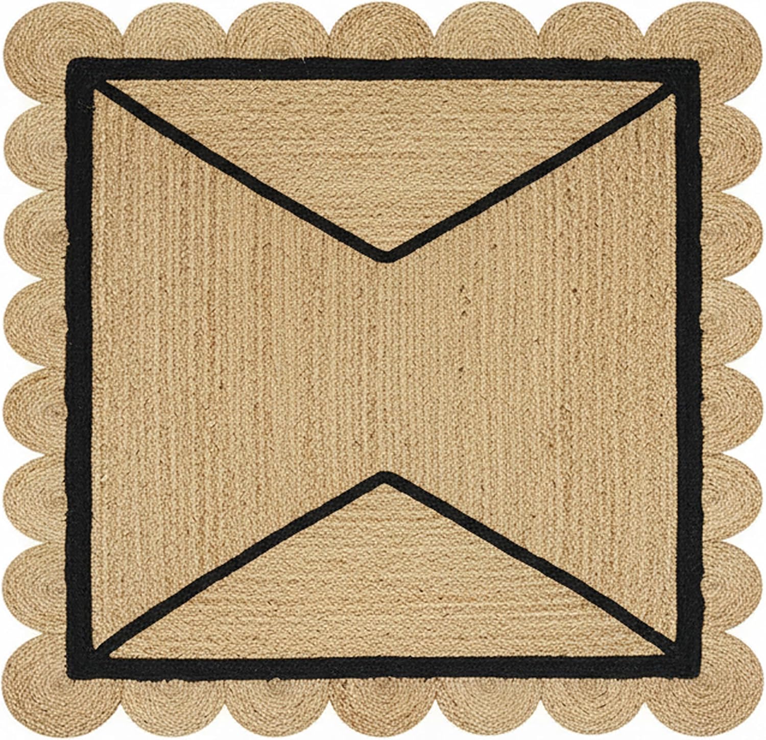 Scalloped Black Border Jute Area Rug01