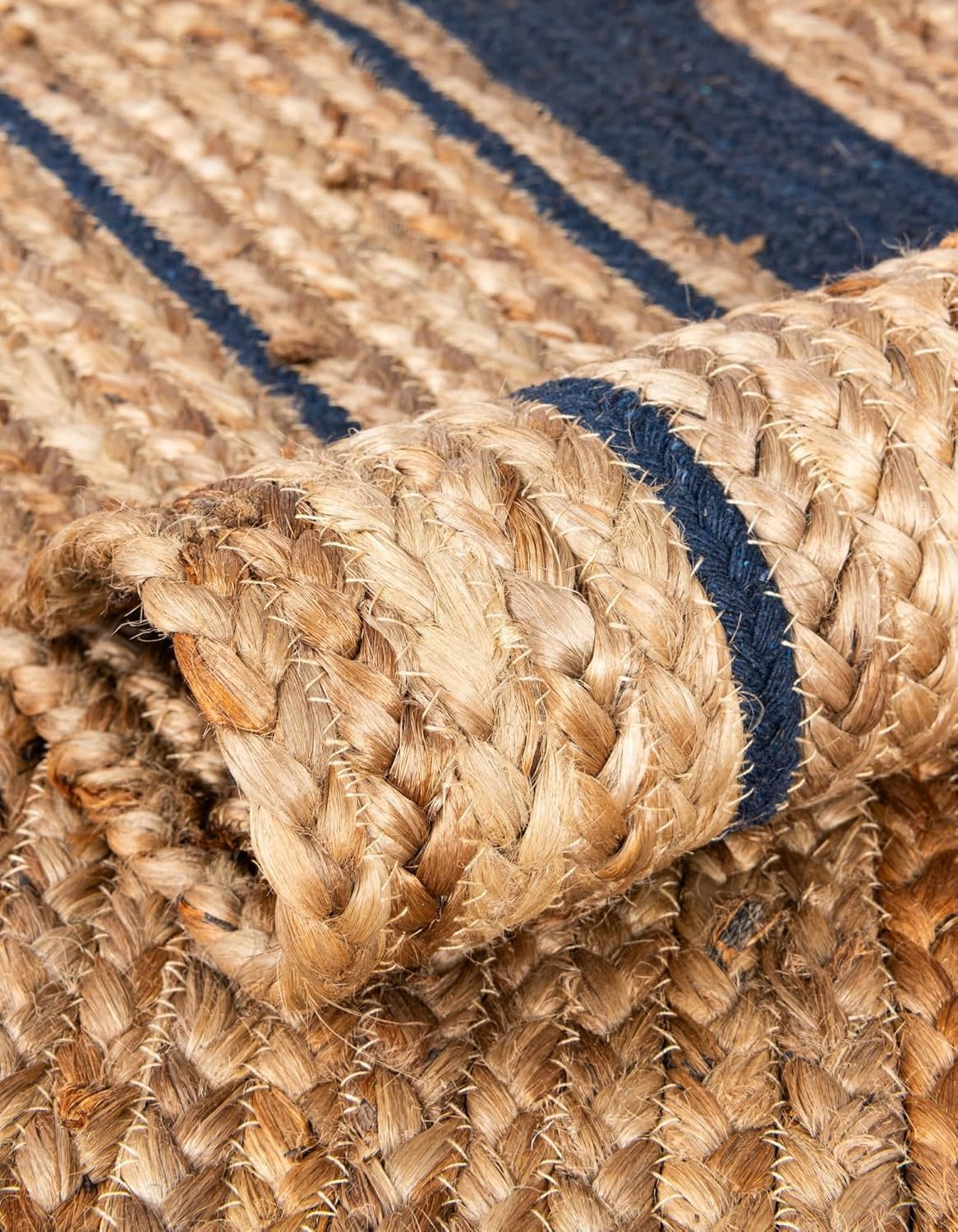 blue Jute carpet natural-jute-rug-blue-border-handwoven-area-carpet