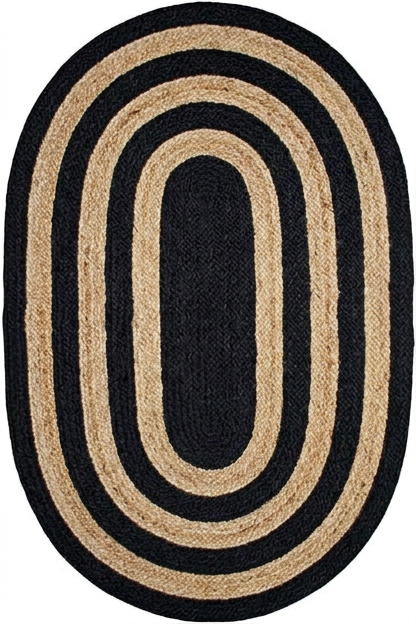 Handmade Oval Jute Carpet Black Border Handmade Oval Jute Carpet with Black Border for Modern Home Decor
