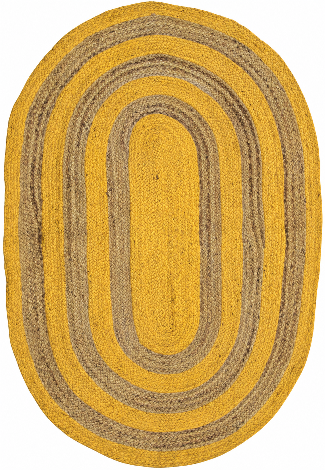 Yellow & Natural Oval Braided Jute Rug Yellow and Natural Oval Braided Jute Rug for Farmhouse Home Decor