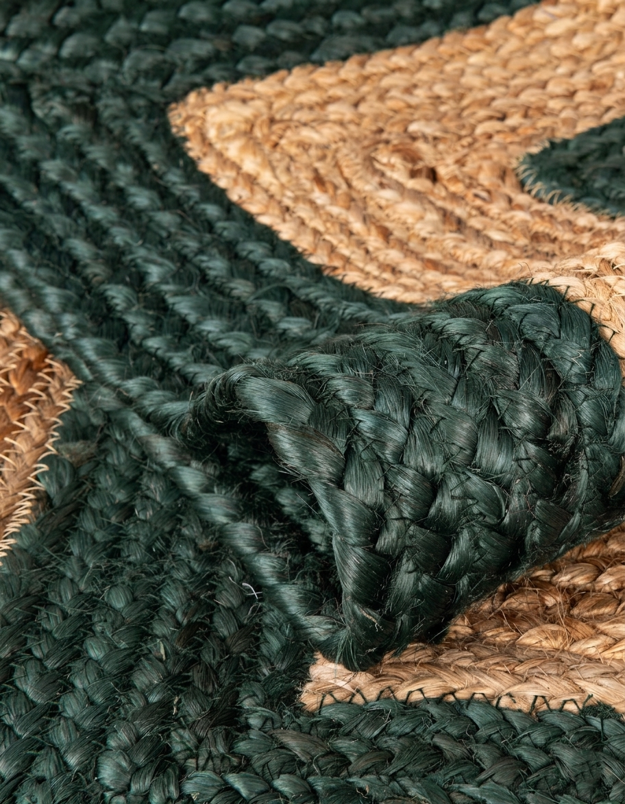 Natural Braided Rectangle Jute Rug Green Natural Braided Rectangle Jute Rug with Green Border for Bedroom