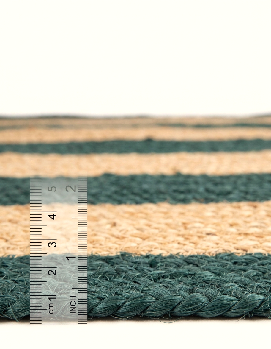 Rectangle Jute Rug Green & Natural Handwoven Rectangle Jute Rug in Green and Natural for Farmhouse Decor
