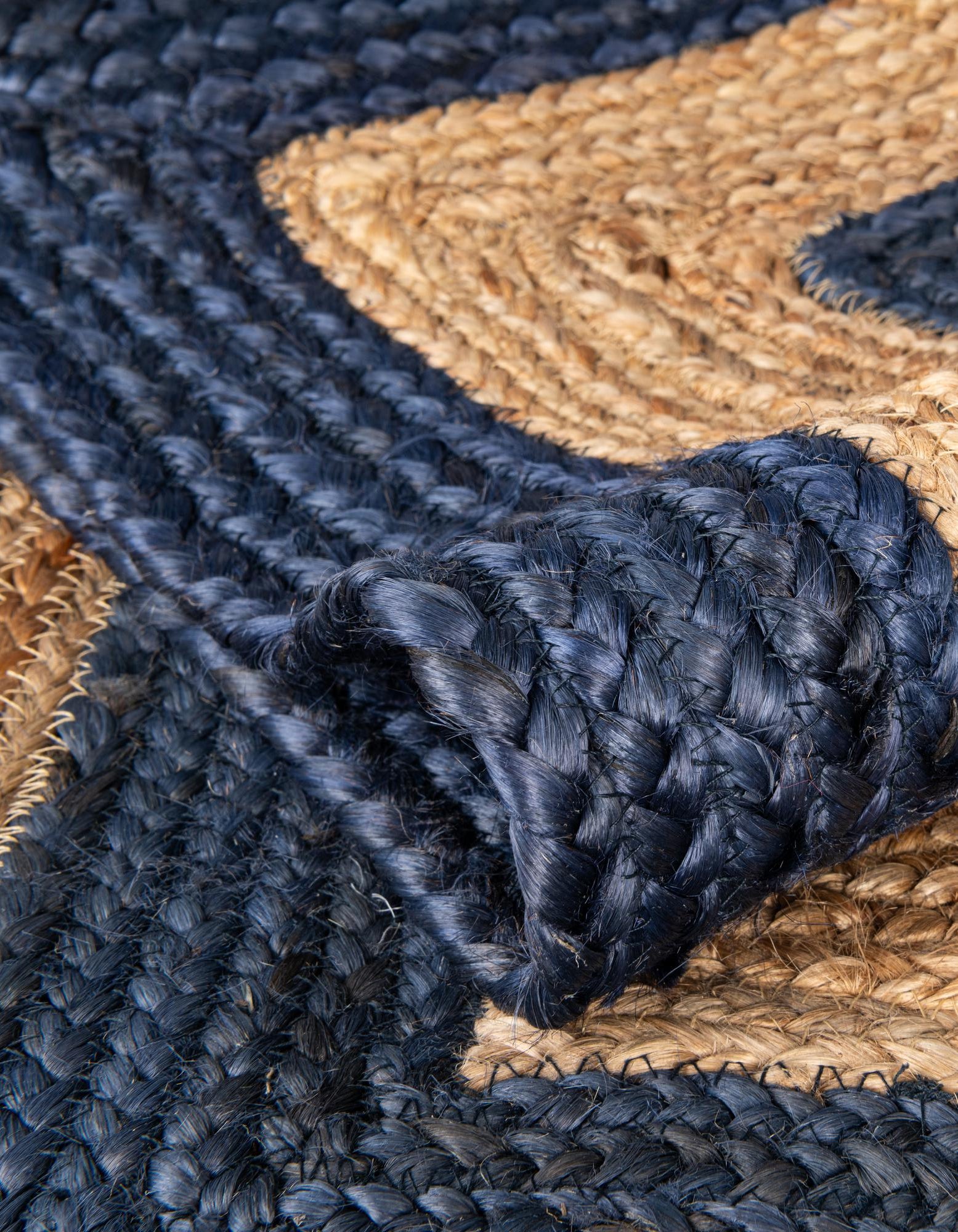 Oval Jute Rug Blue & Natural Handwoven Oval Jute Rug in Blue and Natural for Modern Home Decor