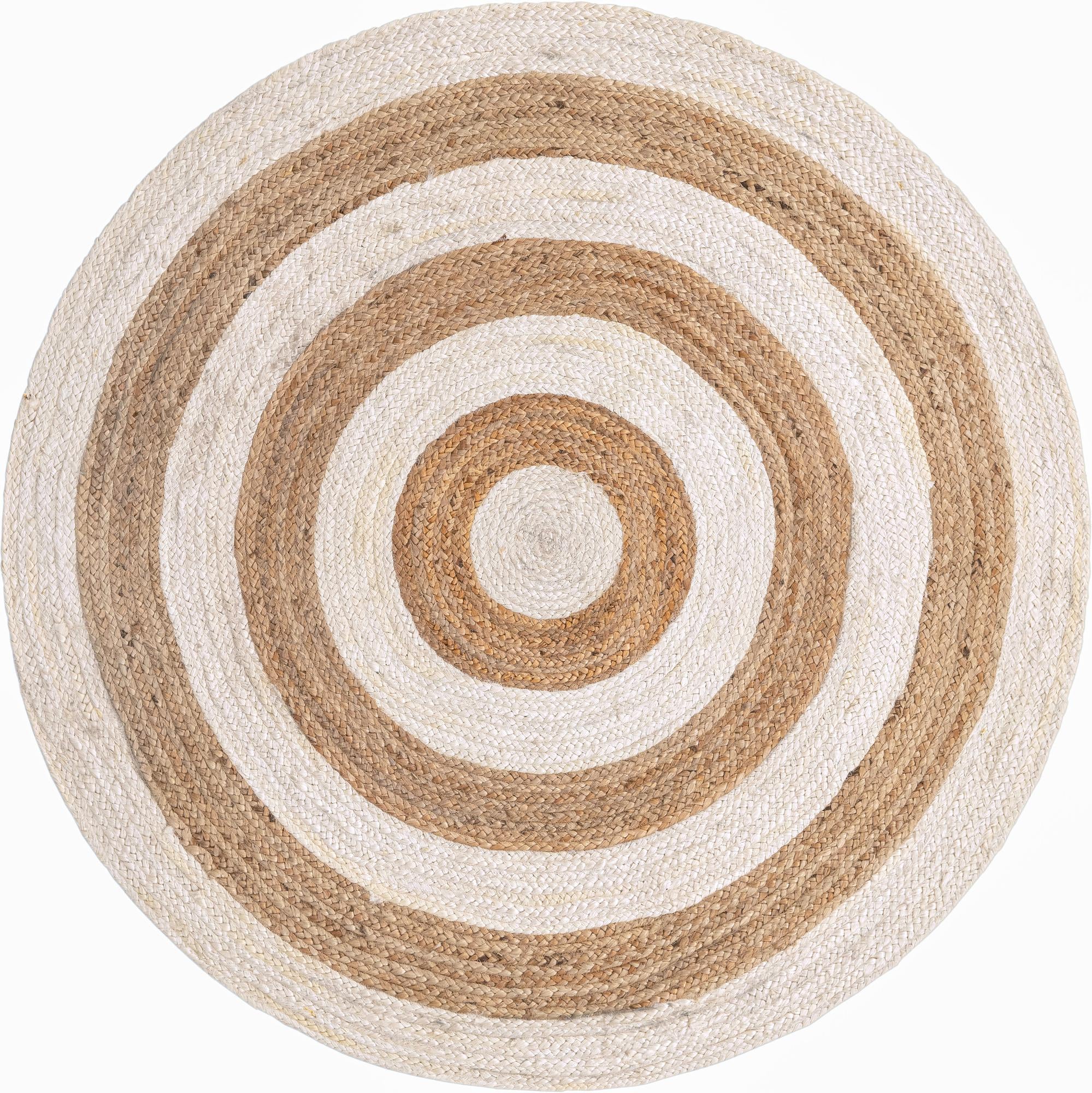 White & Natural Round Braided Jute Rug White and Natural Round Braided Jute Rug for Modern Living Room Decor