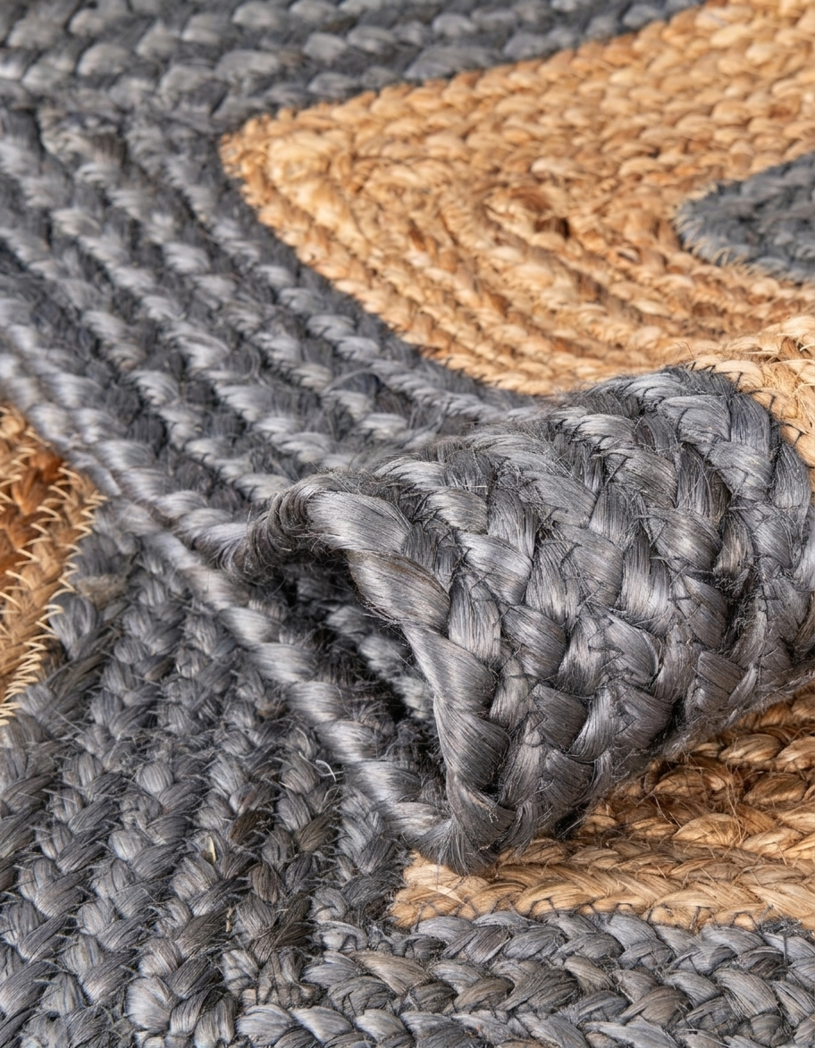 Rectangular Gray & Natural Jute Rug Rectangular Gray Natural Jute Rug for Contemporary Living Room