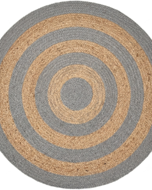 Handwoven Round Gray Jute Rug for Living Room Bedroom and Entryway
