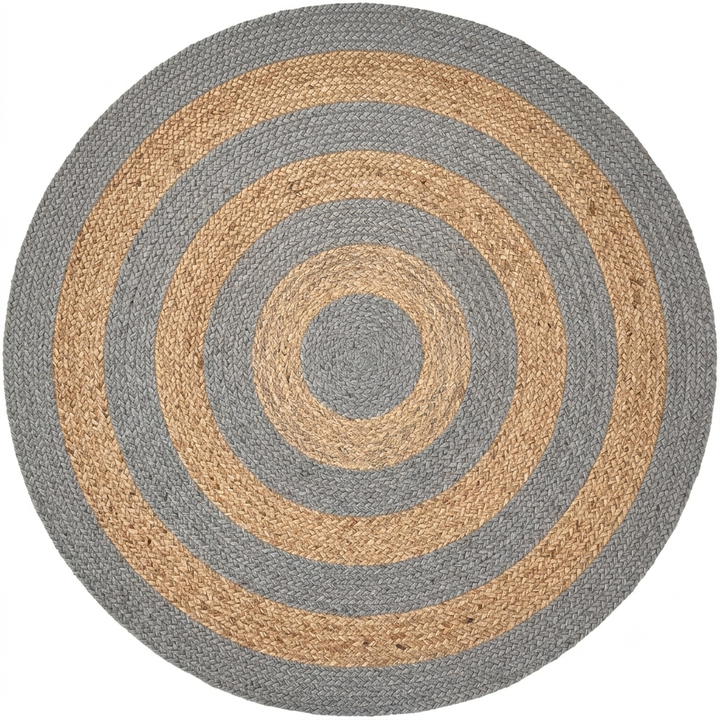 Handwoven Round Gray Natural Jute Area Rug Handwoven Round Gray Jute Rug for Living Room Bedroom and Entryway