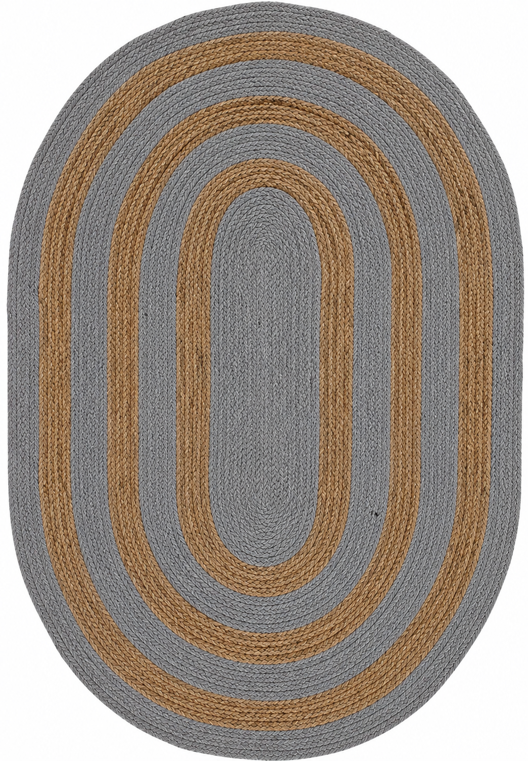 Handmade Oval Gray & Natural Jute Rug Oval Gray and Natural Jute Braided Area Rug Handmade Floor Carpet