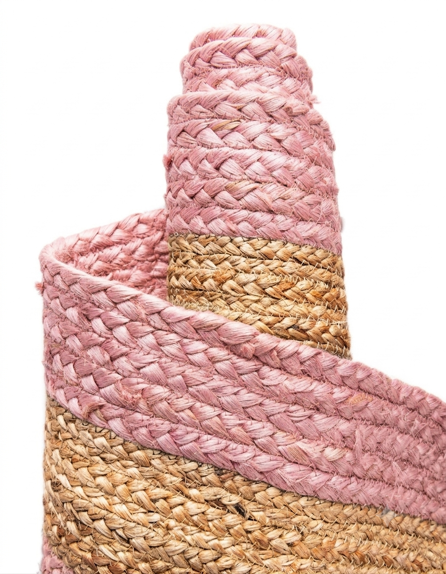 Modern Round Braided Pink Jute Rug Modern Round Braided Pink and Natural Jute Rug for Farmhouse Home Decor