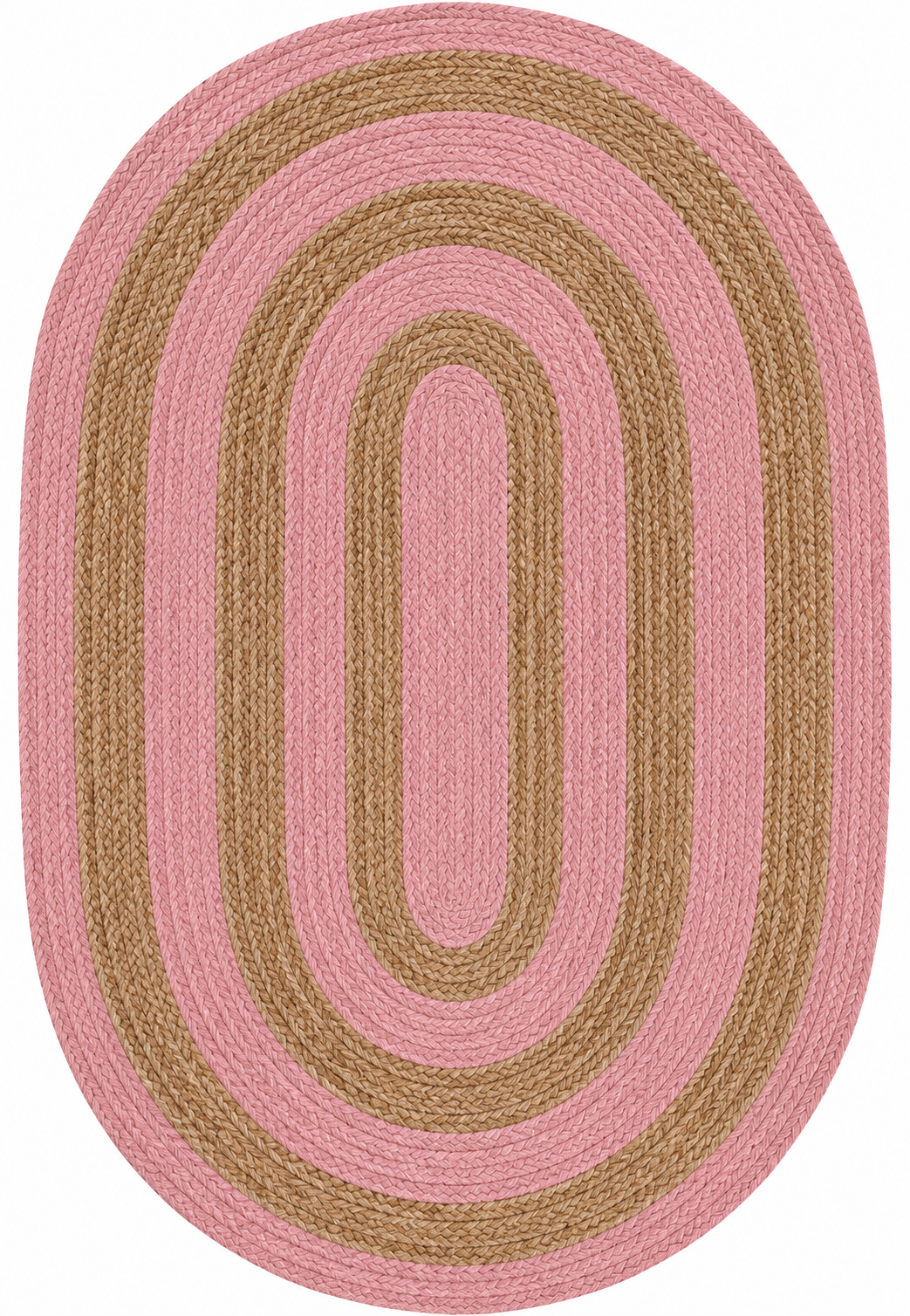 Handmade Oval Pink & Natural Jute Rug Oval Pink and Natural Jute Braided Area Rug Handmade Floor Carpet
